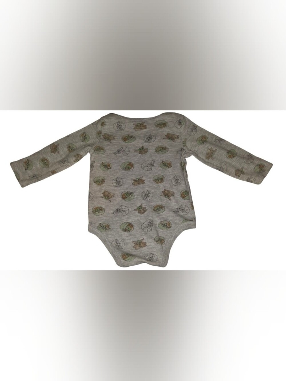 Star Wars Gray Long-Sleeve Baby One-Piece with Character Motifs